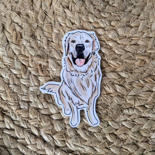 Glossy Golden Retriever Sticker - 8cm Tall - Happy Paws Collection