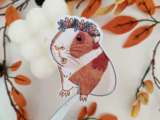 Guinea Pig Floral Headband Sticker